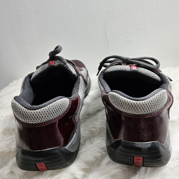 Prada Designer Men's Colorblock Burgundy Shoes - Picture 4 of 15